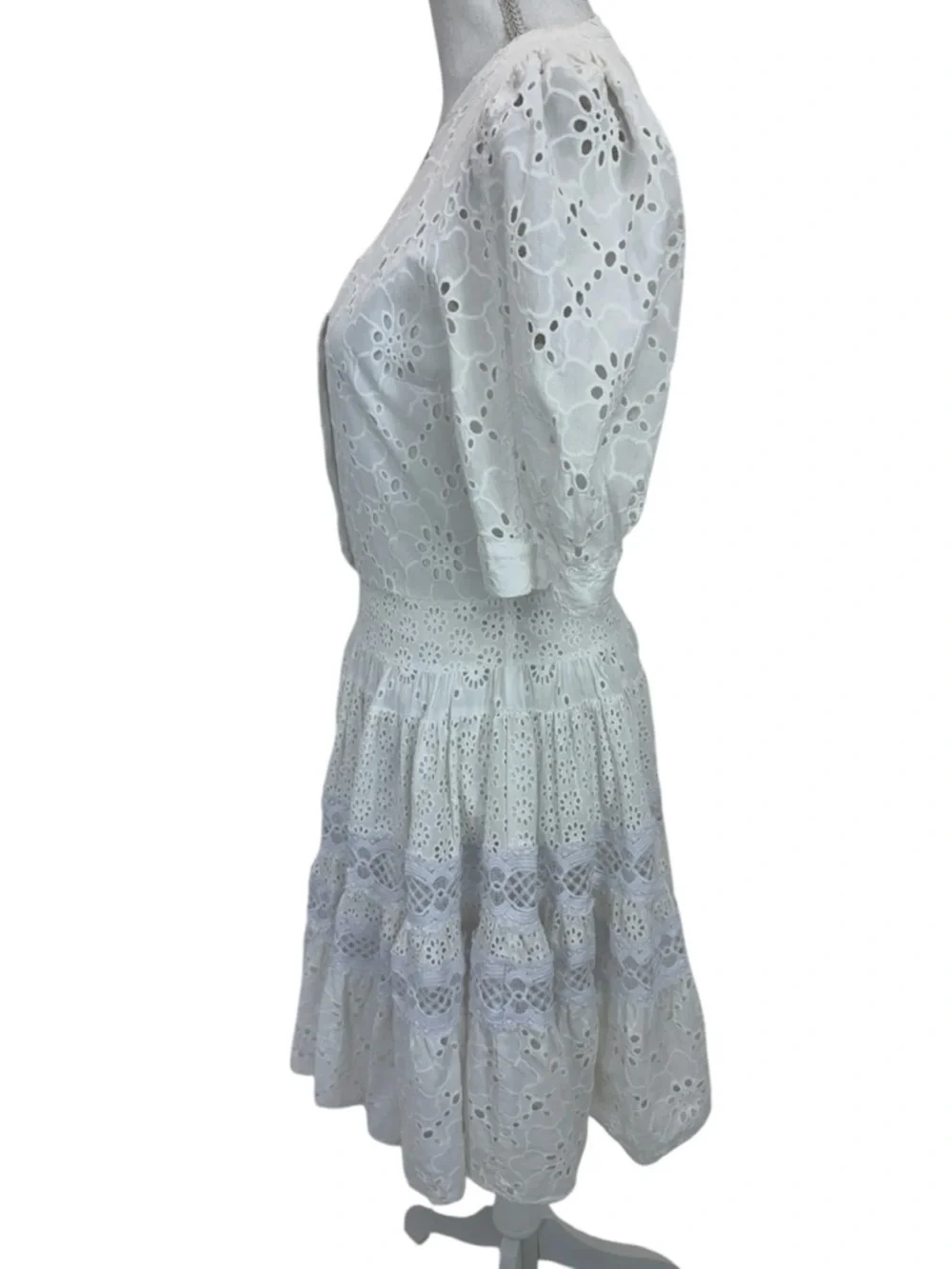 Maje Rayanette Guipure Skater Dress 36 White - Picture 6 of 16